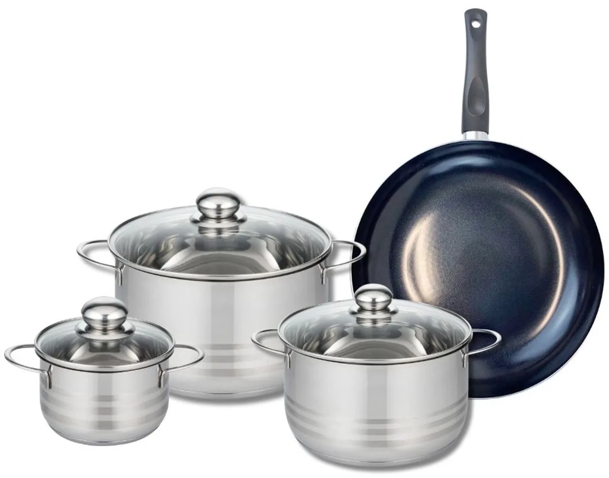 Set van 1 Koekenpan 28 cm en 3 kookpotten 14, 20 en 24 cm Elo Prima Brillant van Fackelmann in Zwart – productfoto