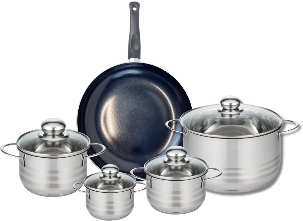 Set van 1 Koekenpan 28 cm en 4 kookpannen 12, 14, 16 en 24 cm Elo Prima Brillant van Fackelmann in Zwart – productfoto