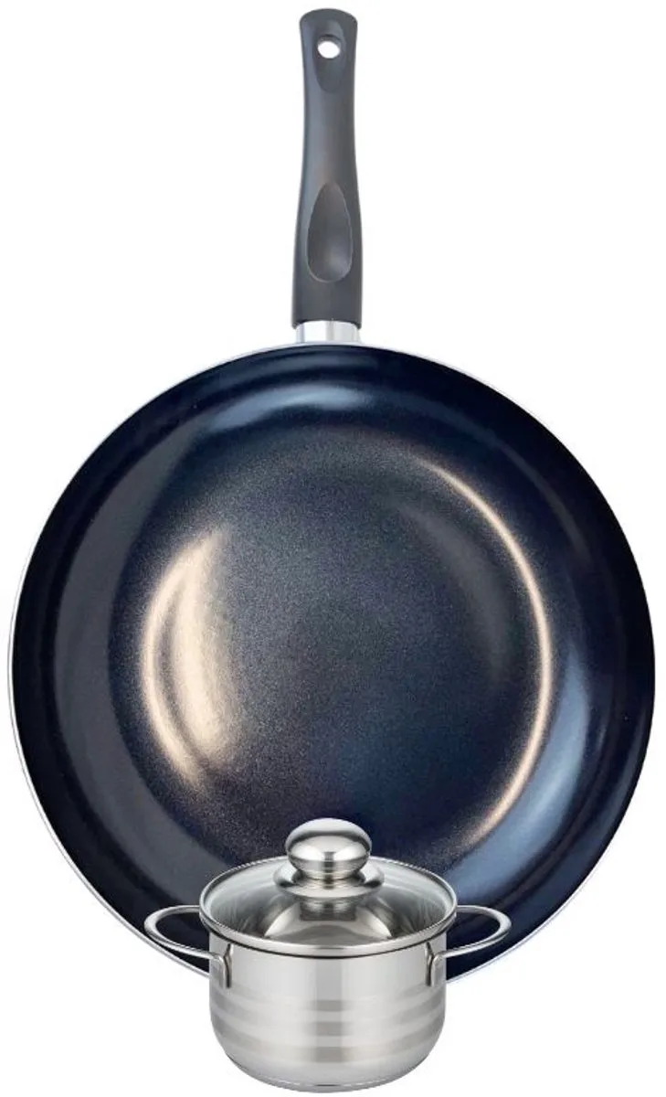 Set van 1 Koekenpan 32 cm en 1 braadpan 12 cm Elo Prima Glanzend från Fackelmann i Svart – produktbild