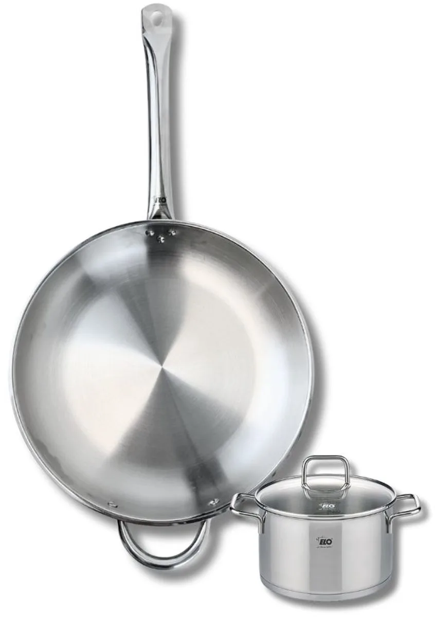 Set van 1 Koekenpan 32 cm en 1 braadpan 14 cm Elo Profi Citrin de Fackelmann en Gris – photo produit