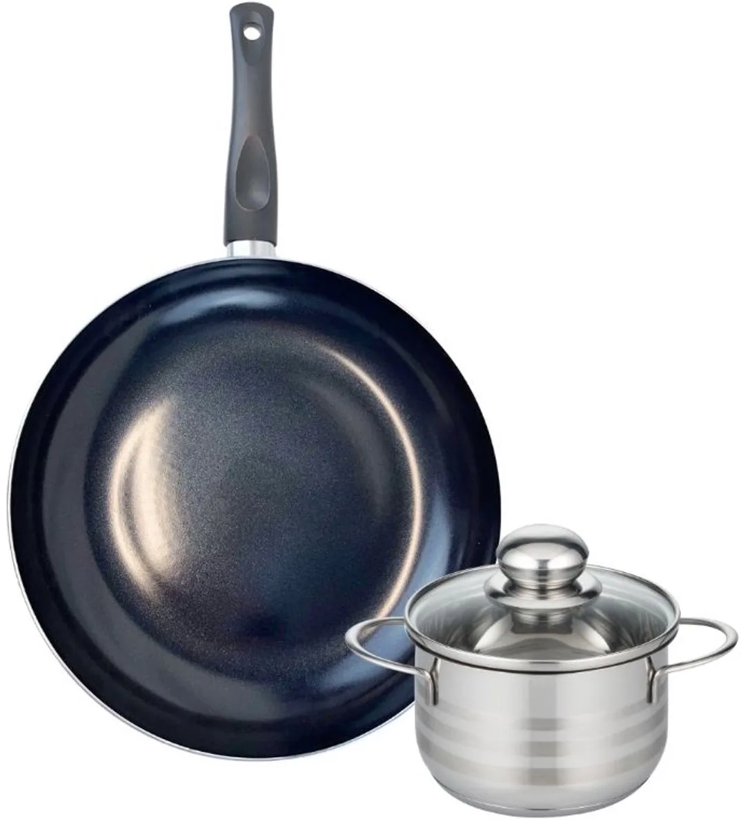 Set van 1 Koekenpan 32 cm en 1 braadpan 16 cm Elo Prima Glanzend från Fackelmann i Svart – produktbild