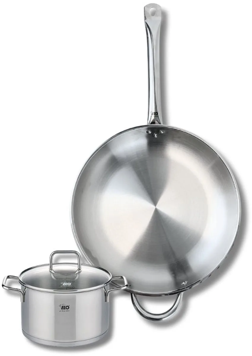 Set van 1 Koekenpan 32 cm en 1 braadpan 16 cm Elo Profi Citrin från Fackelmann i Grå – produktbild