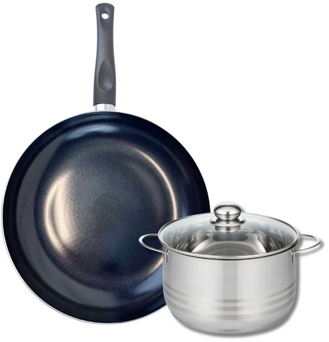 Set van 1 Koekenpan 32 cm en 1 braadpan 20 cm Elo Prima Glanzend från Fackelmann i Svart – produktbild