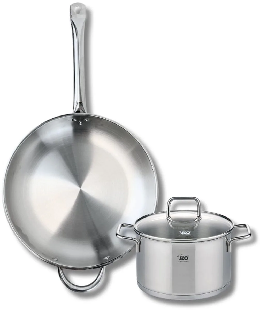 Set van 1 Koekenpan 32 cm en 1 braadpan 20 cm Elo Profi Citrin de Fackelmann en Gris – photo produit