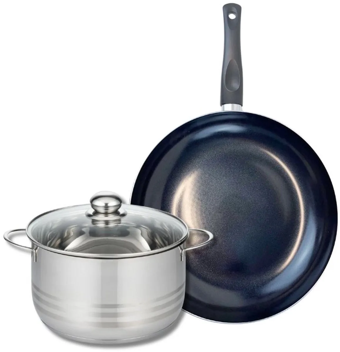 Set van 1 Koekenpan 32 cm en 1 braadpan 24 cm Elo Prima Glanzend från Fackelmann i Svart – produktbild
