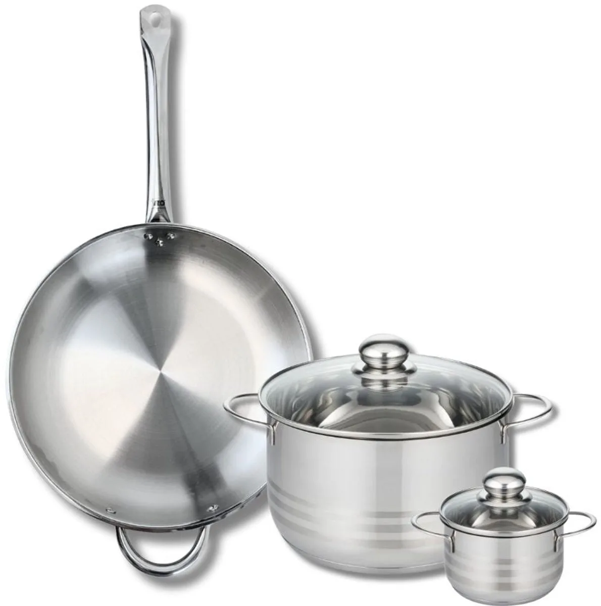 Set van 1 Koekenpan 32 cm en 2 braadpannen 12 en 24 cm Elo Profi Brillant fra Fackelmann i Grå – produktbillede