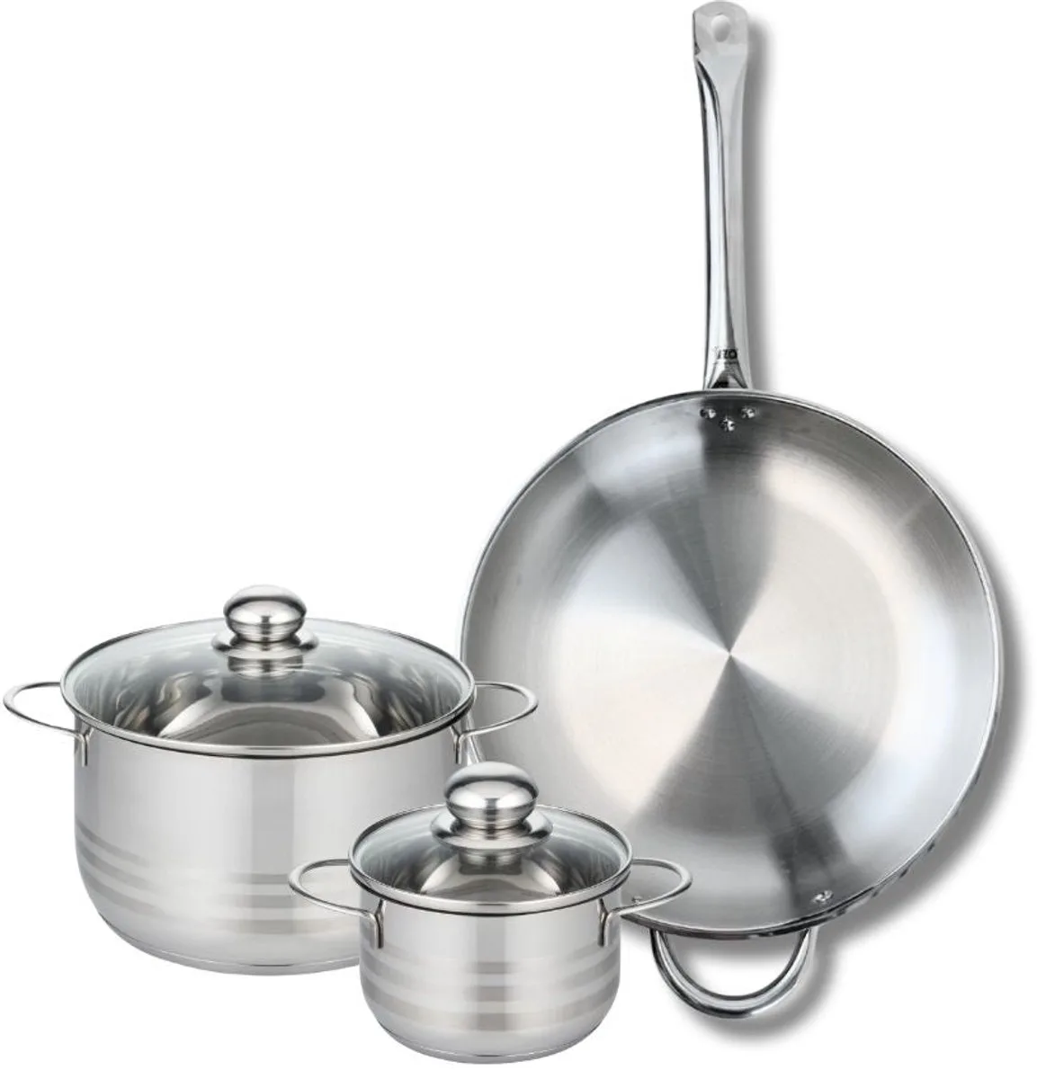 Set van 1 Koekenpan 32 cm en 2 braadpannen 14 en 20 cm Elo Profi Brillant van Fackelmann in Grijs – productfoto