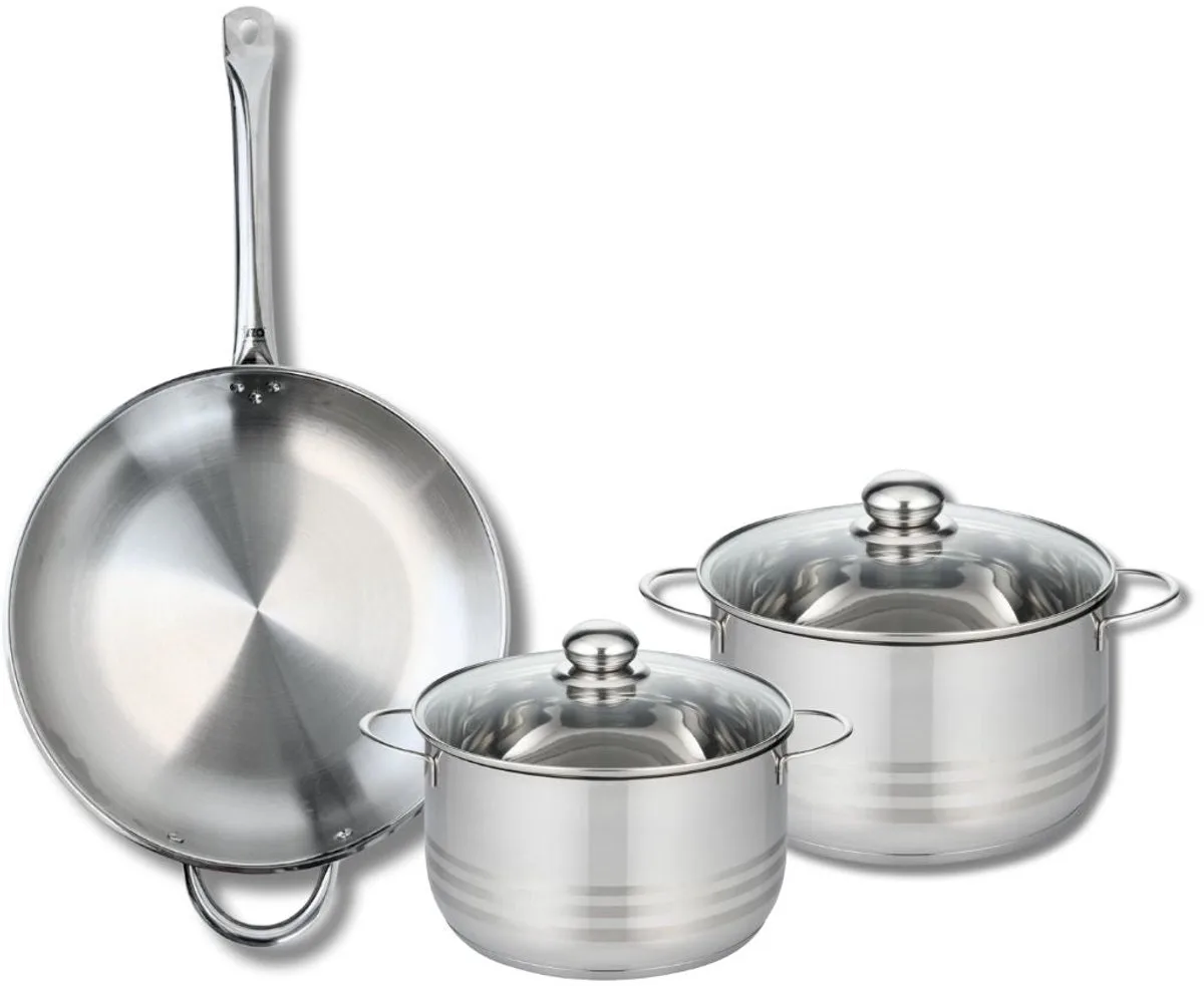 Set van 1 Koekenpan 32 cm en 2 braadpannen 20 en 24 cm Elo Profi Brillant van Fackelmann in Grijs – productfoto