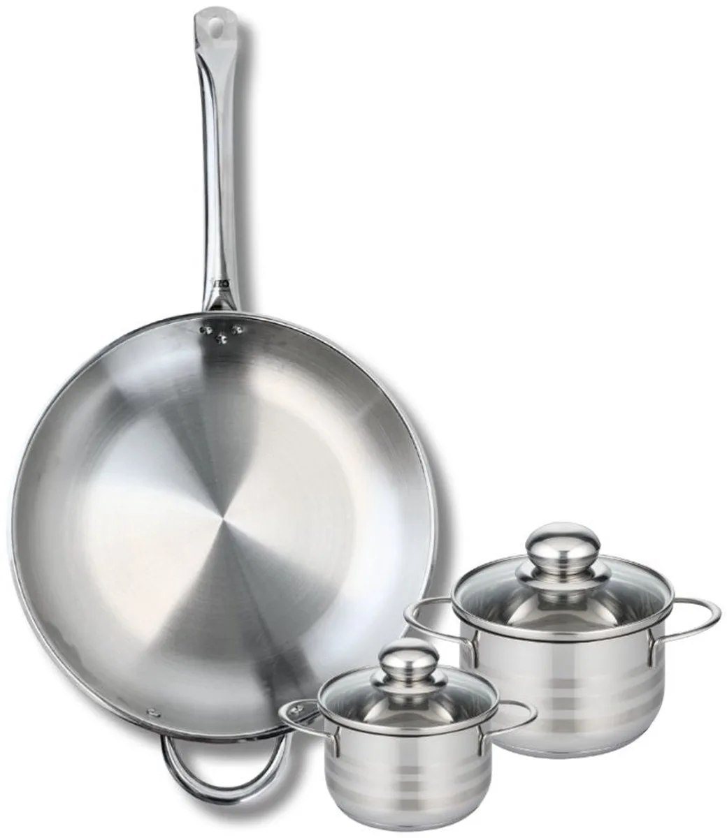 Set van 1 Koekenpan 32 cm en 2 kookpotten 12 en 14 cm Elo Profi Brillant de Fackelmann en Gris – photo produit