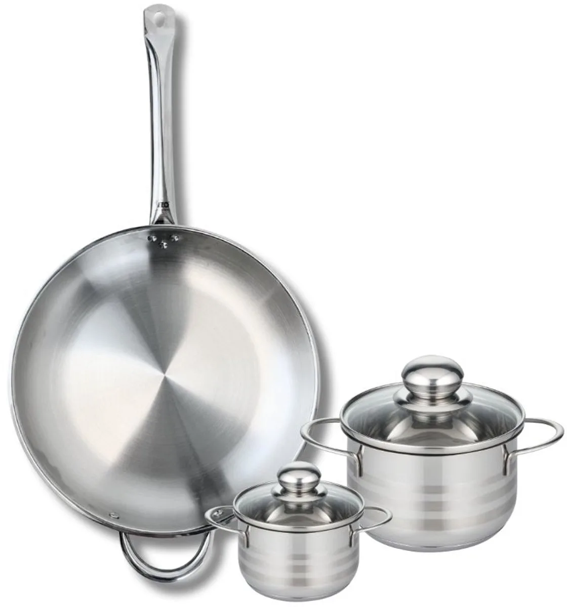 Set van 1 Koekenpan 32 cm en 2 kookpotten 12 en 16 cm Elo Profi Brillant fra Fackelmann i Grå – produktbillede