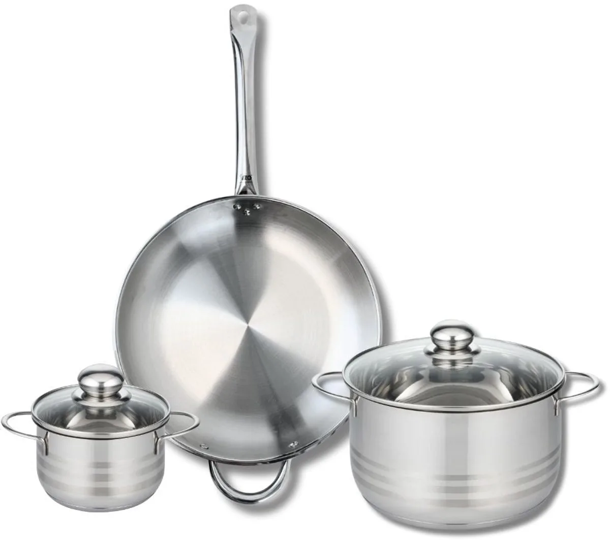 Set van 1 Koekenpan 32 cm en 2 kookpotten 14 en 24 cm Elo Profi Brillant van Fackelmann in Grijs – productfoto