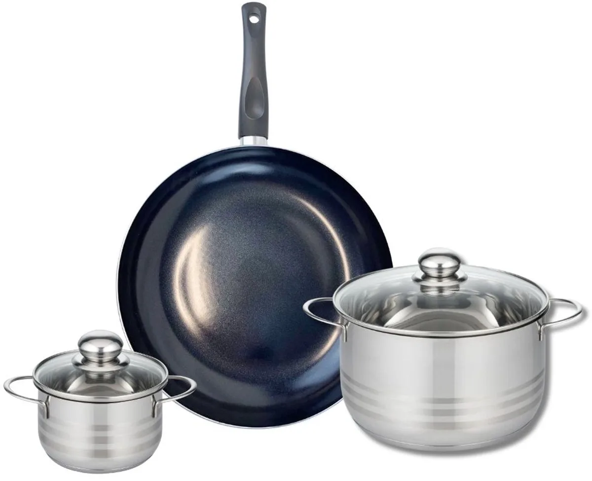 Set van 1 Koekenpan 32 cm en 2 kookpotten 14 en 24 cm Elo Prima Brillant de Fackelmann en Noir – photo produit