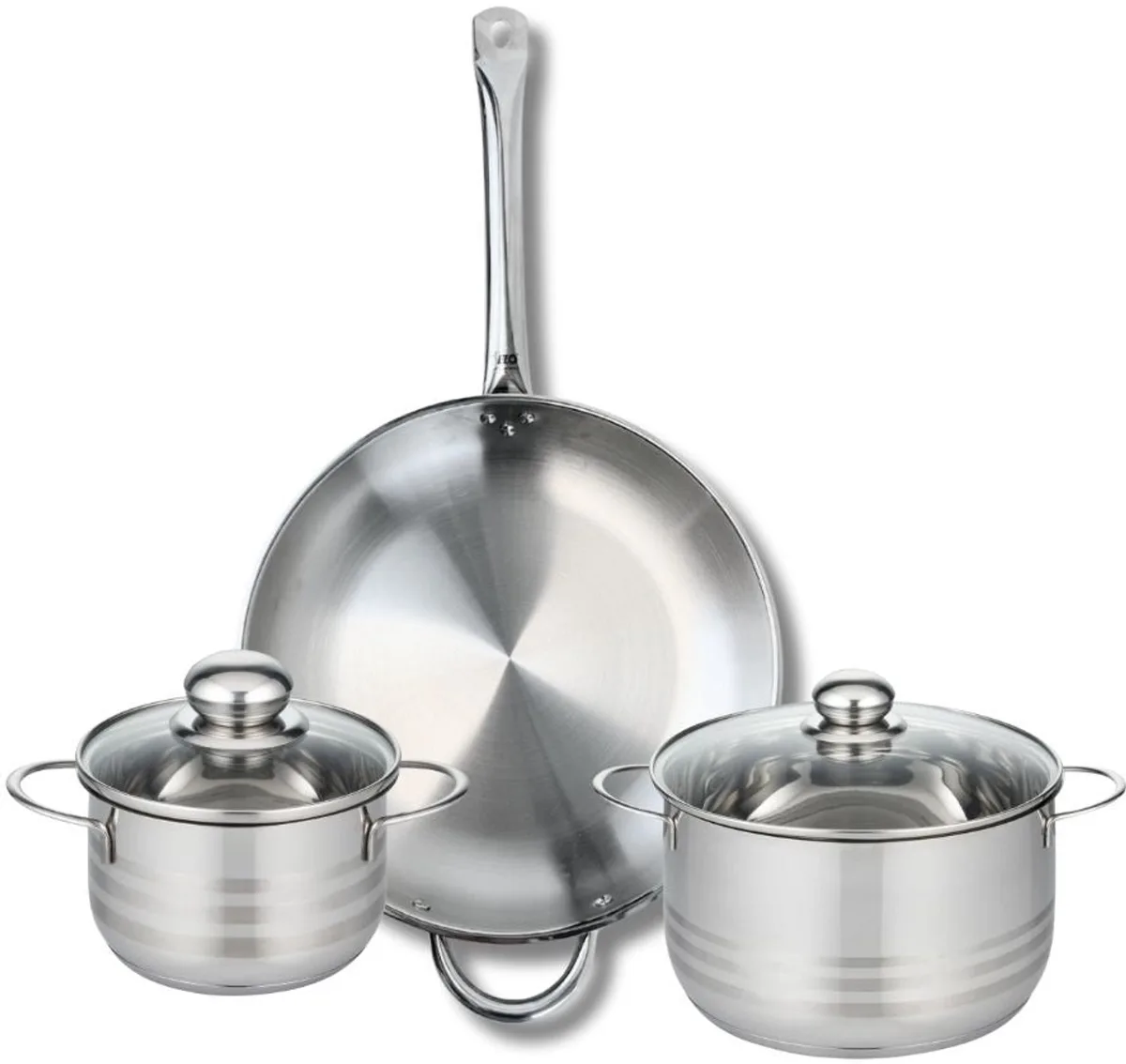 Set van 1 Koekenpan 32 cm en 2 kookpotten 16 en 20 cm Elo Profi Brillant van Fackelmann in Grijs – productfoto