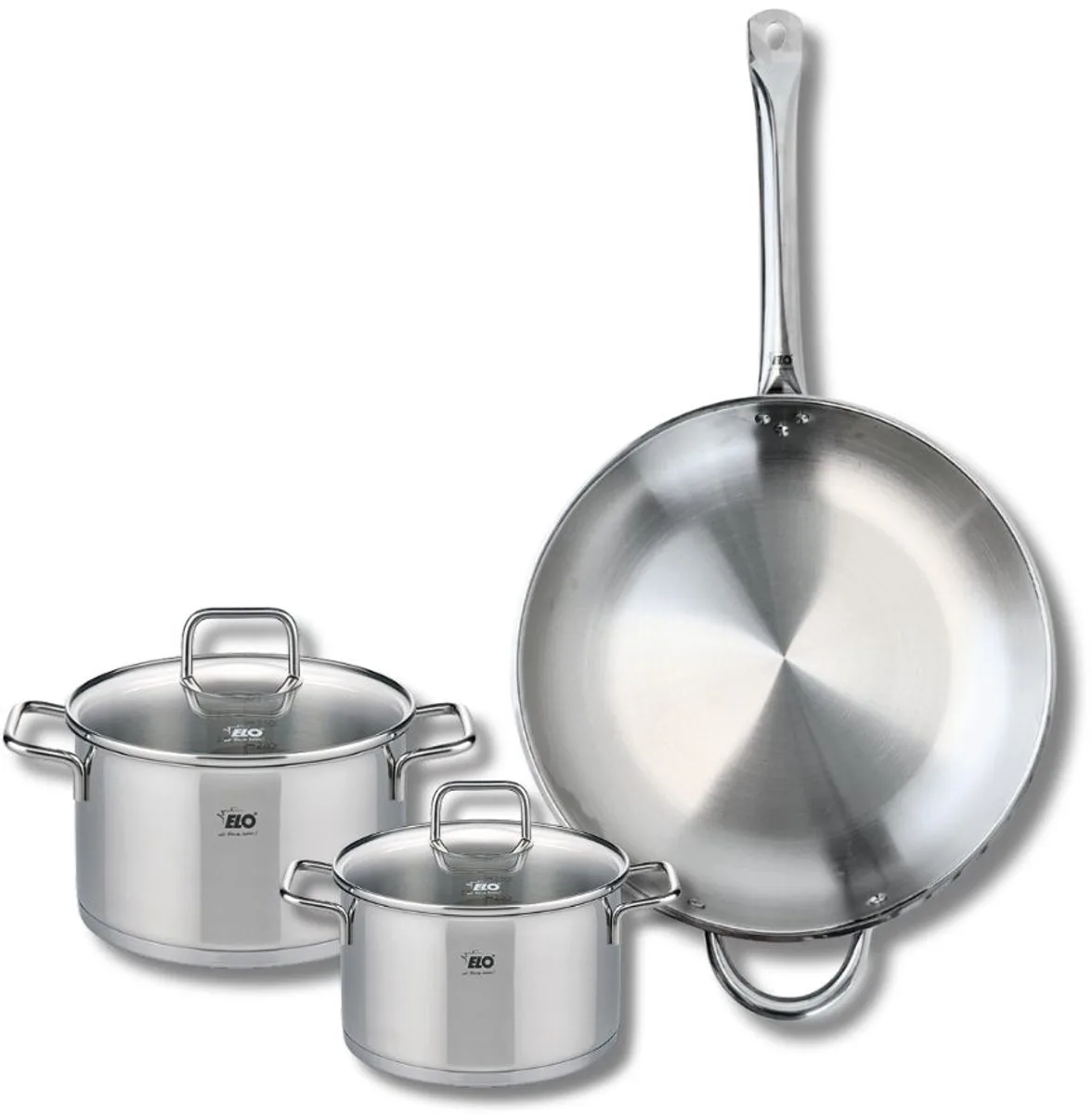 Set van 1 Koekenpan 32 cm en 2 kookpotten 16 en 20 cm Elo Profi Citrin från Fackelmann i Grå – produktbild