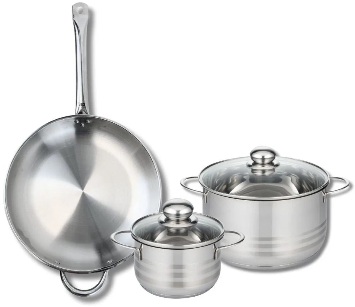 Set van 1 Koekenpan 32 cm en 2 kookpotten 16 en 24 cm Elo Profi Brillant von Fackelmann in Grau – Produktfoto