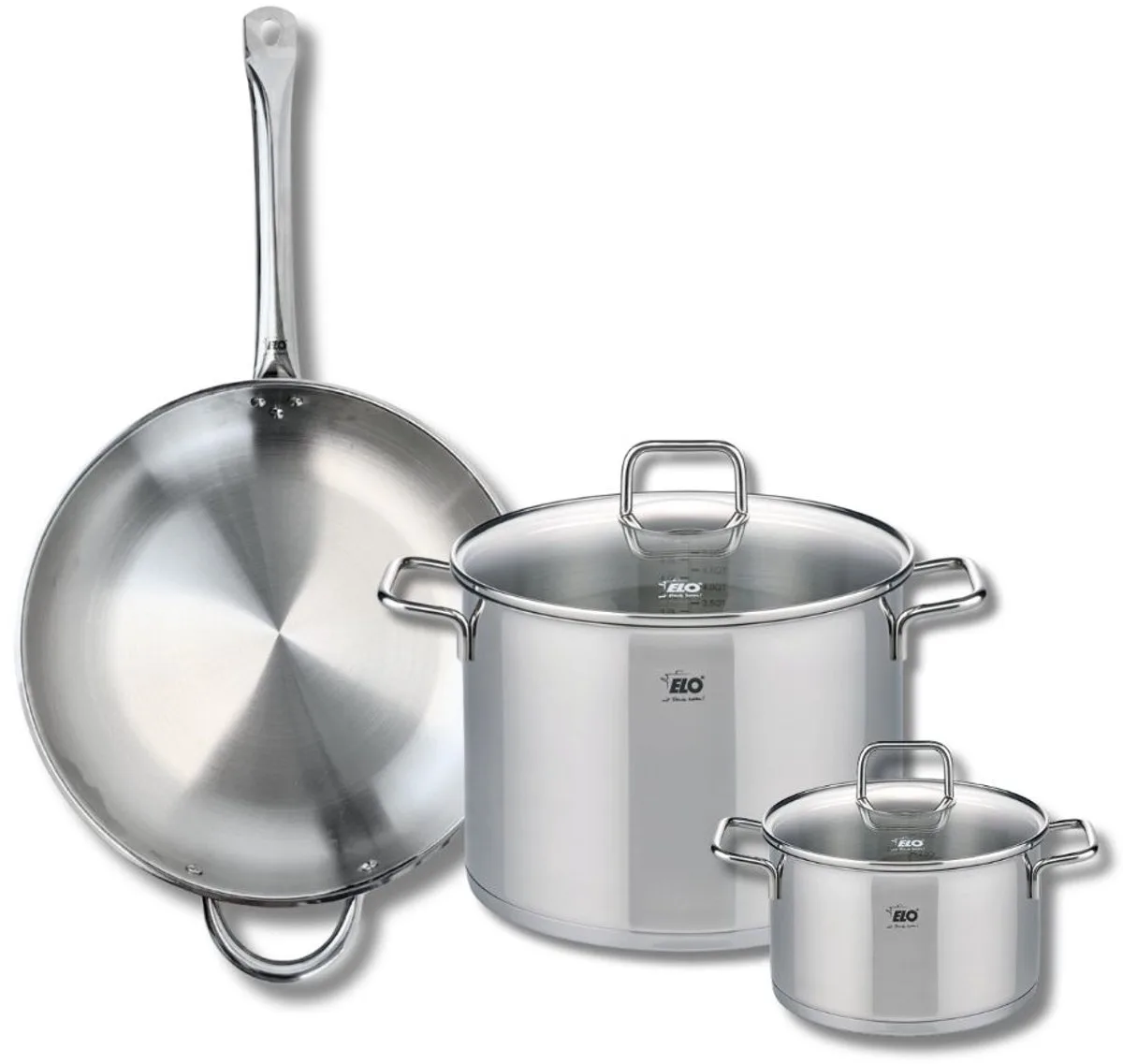 Set van 1 Koekenpan 32 cm en 2 kookpotten 16 en 26 cm Elo Profi Citrin fra Fackelmann i Grå – produktbillede