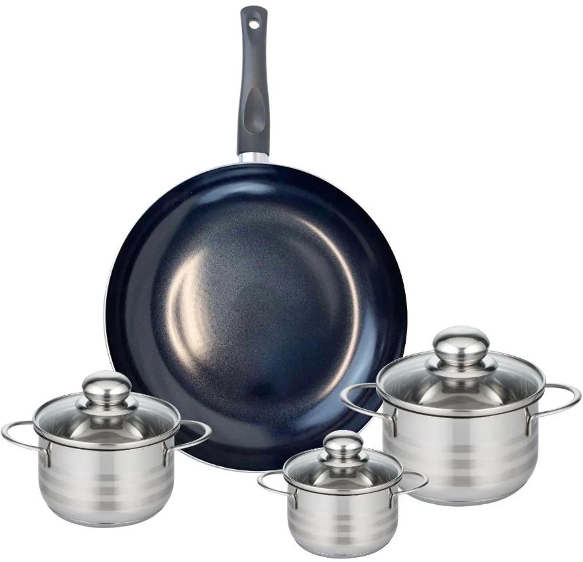 Set van 1 Koekenpan 32 cm en 3 kookpotten 12, 14 en 16 cm Elo Prima Brillant de Fackelmann en Noir – photo produit