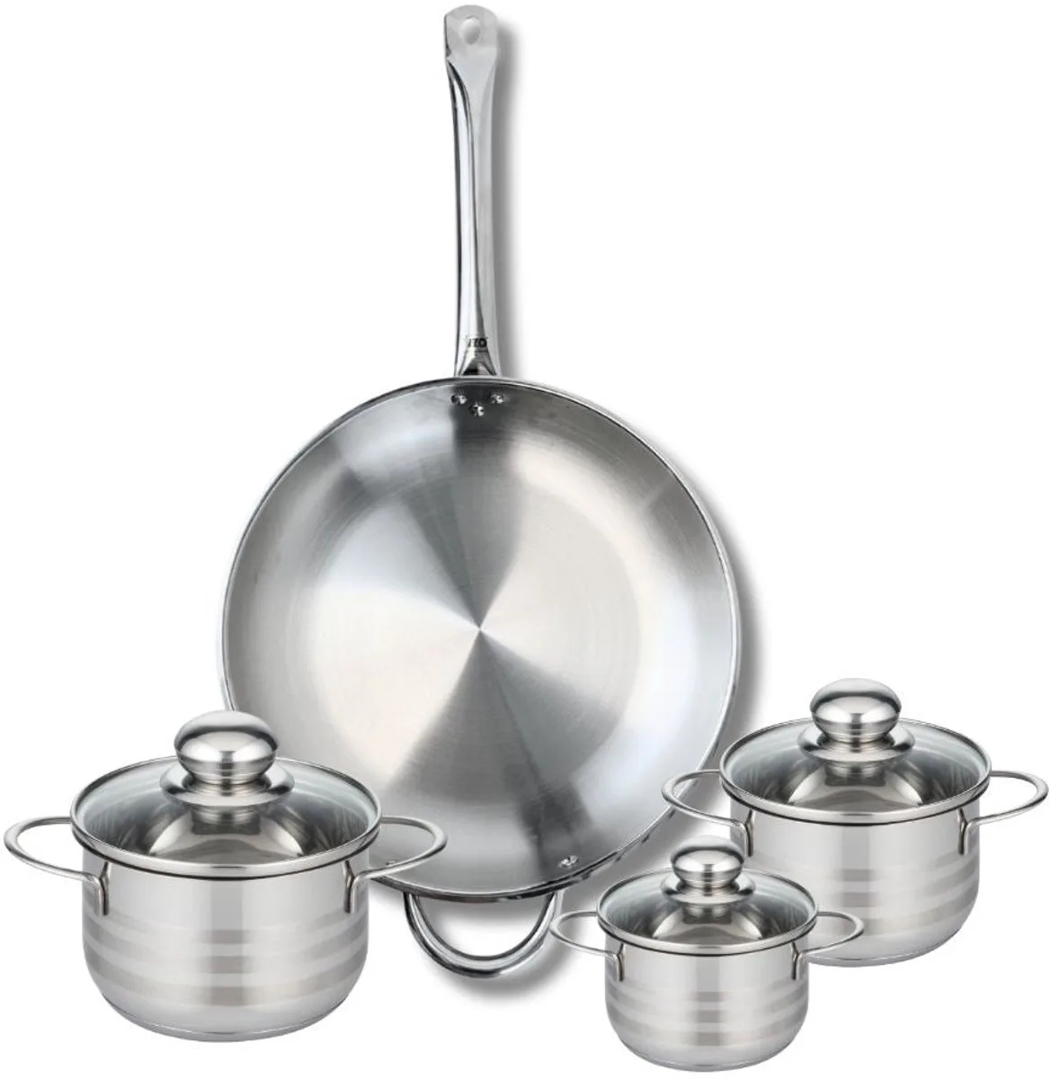 Set van 1 Koekenpan 32 cm en 3 kookpotten 12, 14 en 16 cm Elo Profi Brillant från Fackelmann i Grå – produktbild