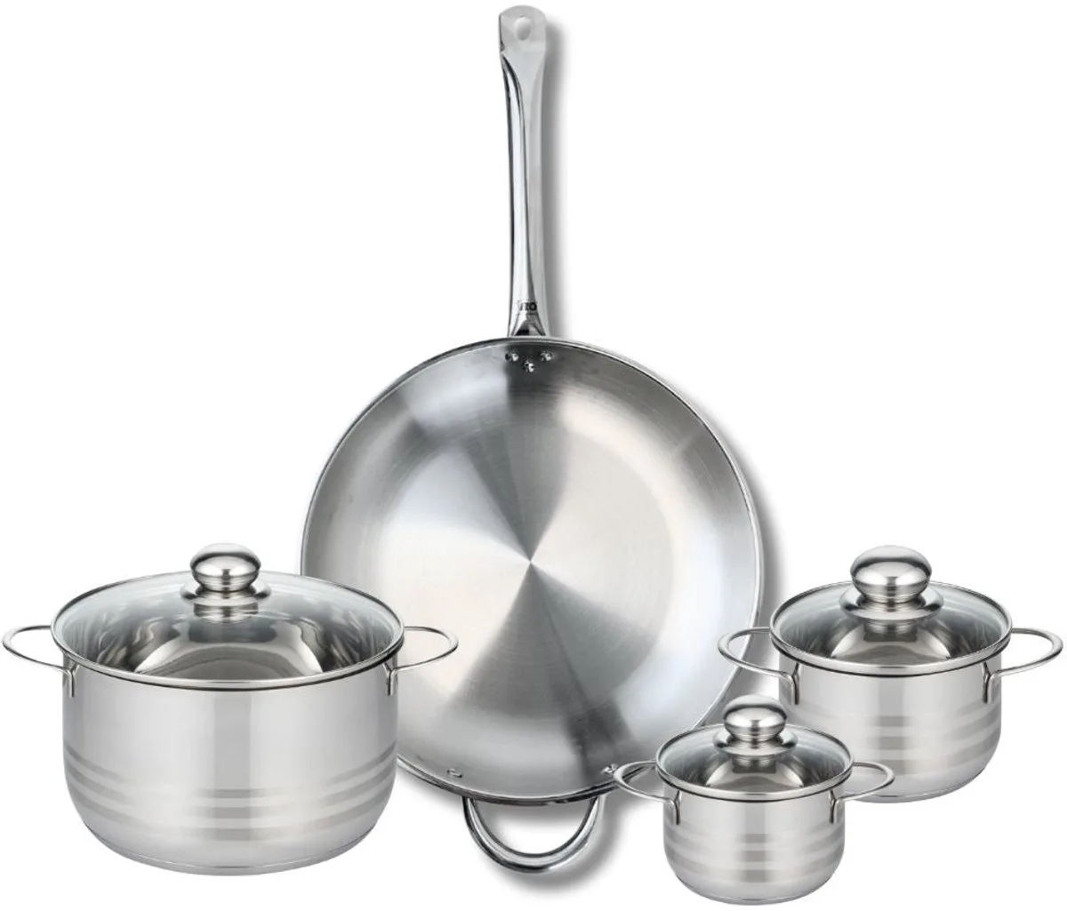 Set van 1 Koekenpan 32 cm en 3 kookpotten 12, 14 en 20 cm Elo Profi Brillant van Fackelmann in Grijs – productfoto