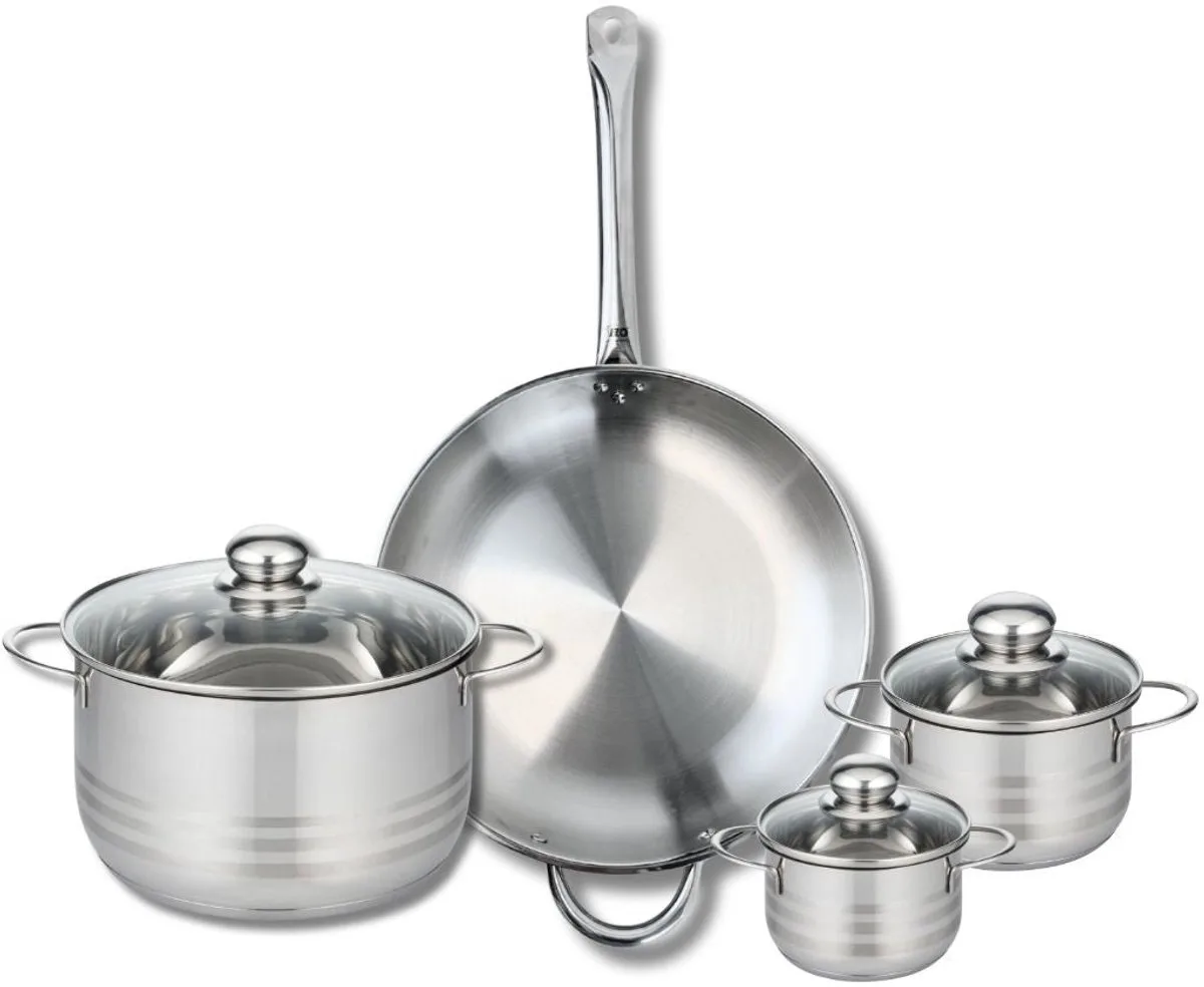 Set van 1 Koekenpan 32 cm en 3 kookpotten 12, 14 en 24 cm Elo Profi Brillant från Fackelmann i Grå – produktbild