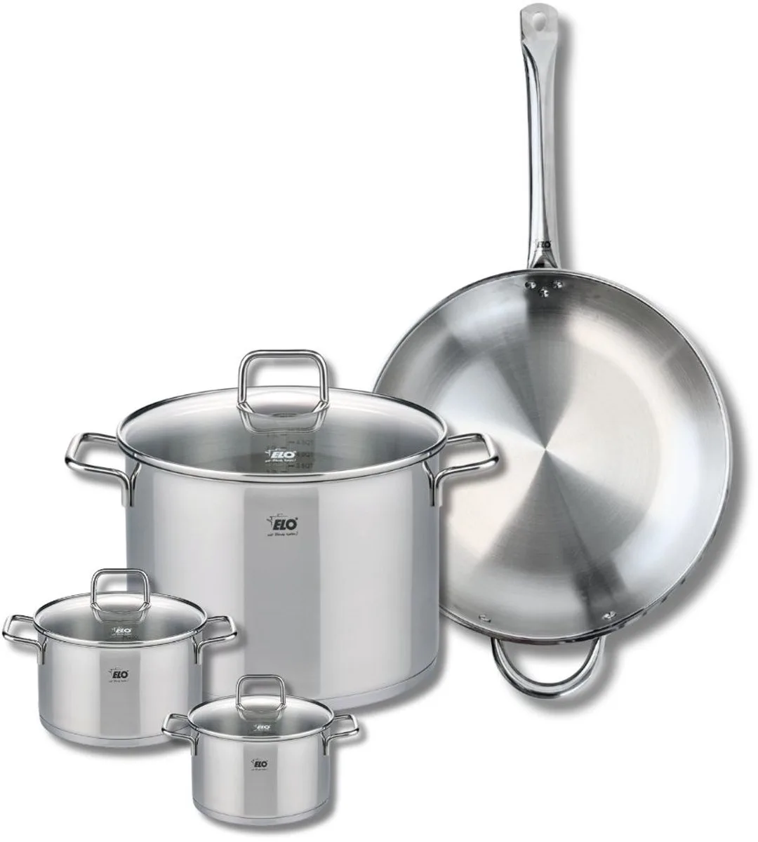 Set van 1 Koekenpan 32 cm en 3 kookpotten 12, 14 en 26 cm Elo Profi Citrin by Fackelmann in Grey – product photo