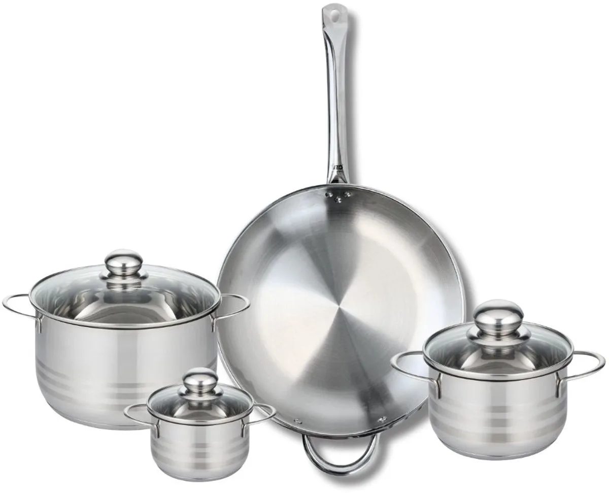 Set van 1 Koekenpan 32 cm en 3 kookpotten 12, 16 en 20 cm Elo Profi Brillant van Fackelmann in Grijs – productfoto