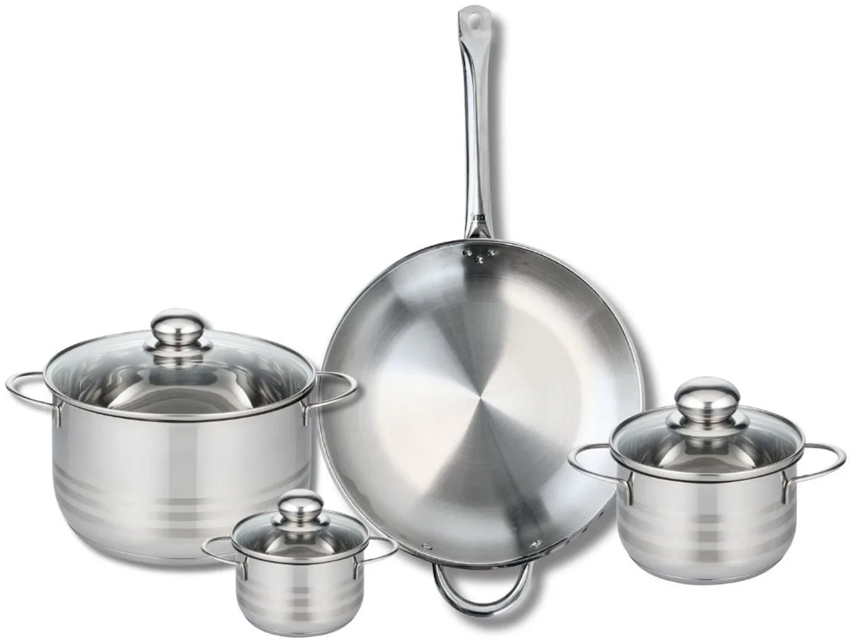 Set van 1 Koekenpan 32 cm en 3 kookpotten 12, 16 en 24 cm Elo Profi Brillant från Fackelmann i Grå – produktbild