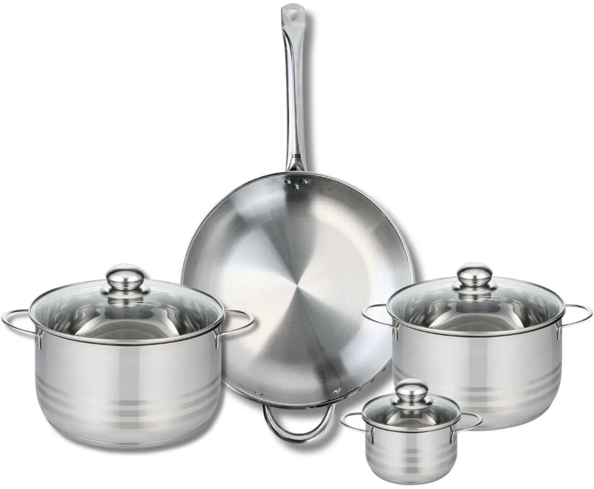 Set van 1 Koekenpan 32 cm en 3 kookpotten 12, 20 en 24 cm Elo Profi Brillant fra Fackelmann i Grå – produktbillede