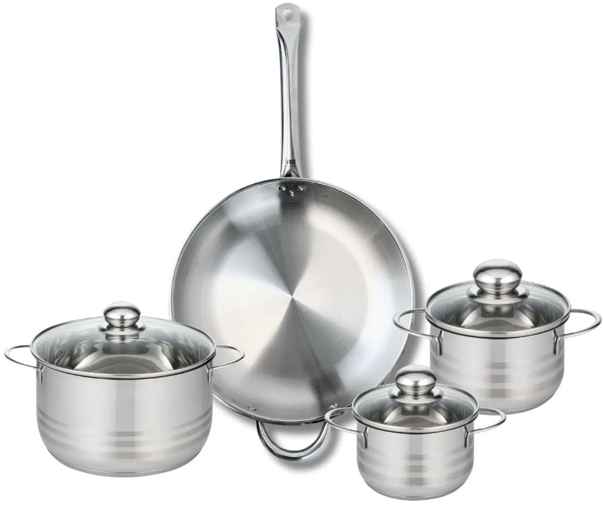 Set van 1 Koekenpan 32 cm en 3 kookpotten 14, 16 en 20 cm Elo Profi Brillant van Fackelmann in Grijs – productfoto