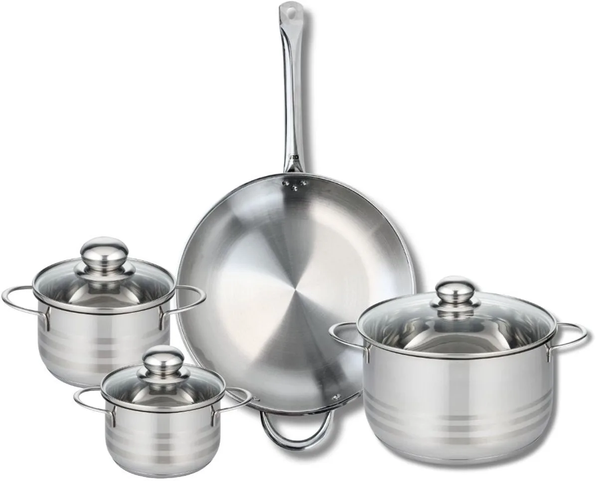 Set van 1 Koekenpan 32 cm en 3 kookpotten 14, 16 en 24 cm Elo Profi Brillant från Fackelmann i Grå – produktbild