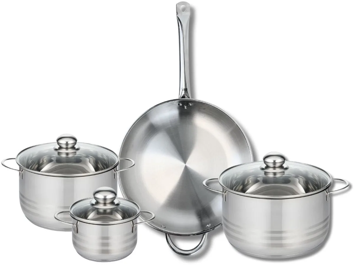 Set van 1 Koekenpan 32 cm en 3 kookpotten 14, 20 en 24 cm Elo Profi Brillant från Fackelmann i Grå – produktbild