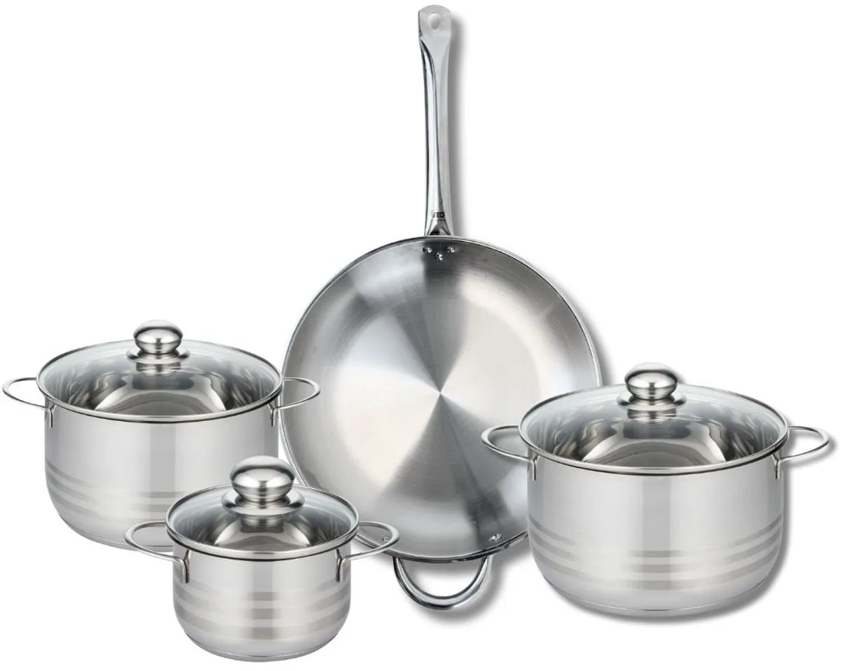 Set van 1 Koekenpan 32 cm en 3 kookpotten 16, 20 en 24 cm Elo Profi Brillant från Fackelmann i Grå – produktbild
