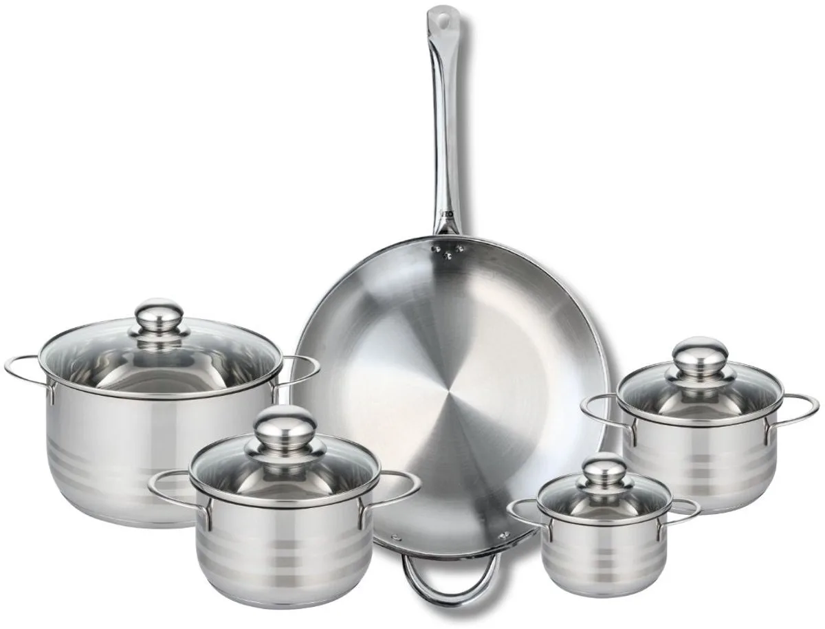 Set van 1 Koekenpan 32 cm en 4 kookpotten 12, 14, 16 en 20 cm Elo Profi Brillant de Fackelmann en Gris – photo produit