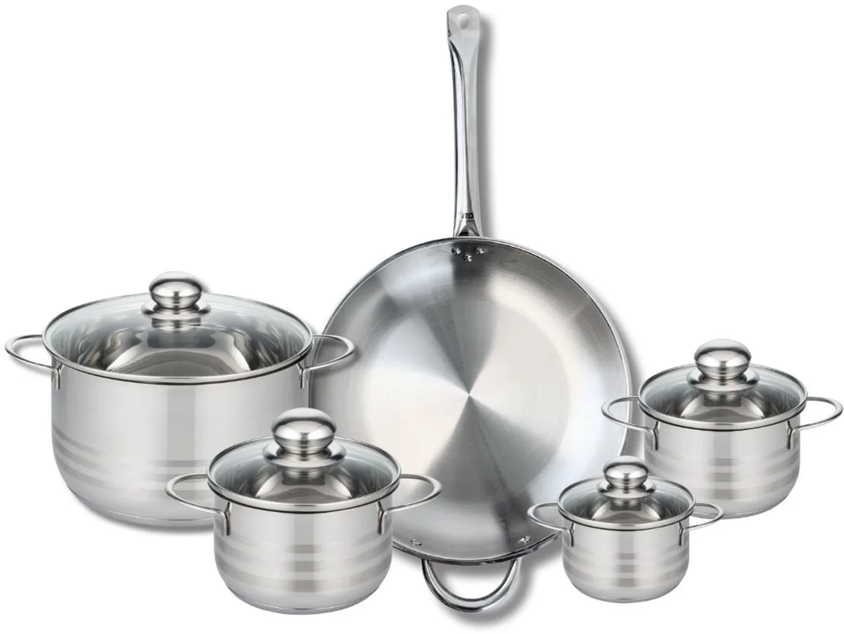 Set van 1 Koekenpan 32 cm en 4 kookpotten 12, 14, 16 en 24 cm Elo Profi Brillant by Fackelmann in Grey – product photo