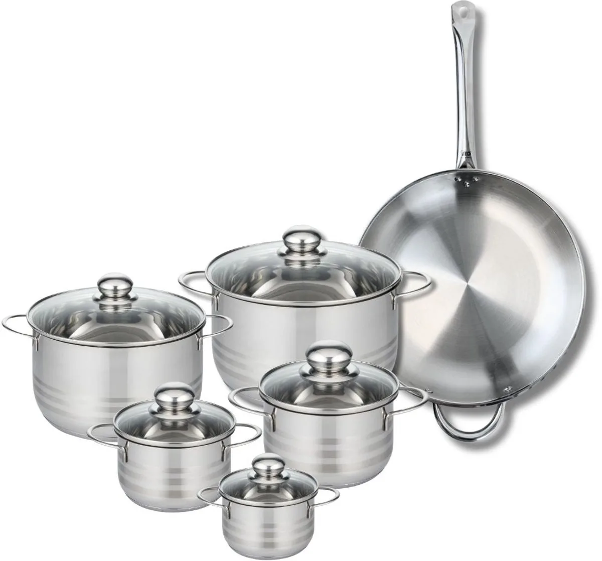 Set van 1 Koekenpan 32 cm en 5 kookpotten 12, 14, 16, 20 en 24 cm Elo Profi Brillant de Fackelmann en Gris – photo produit