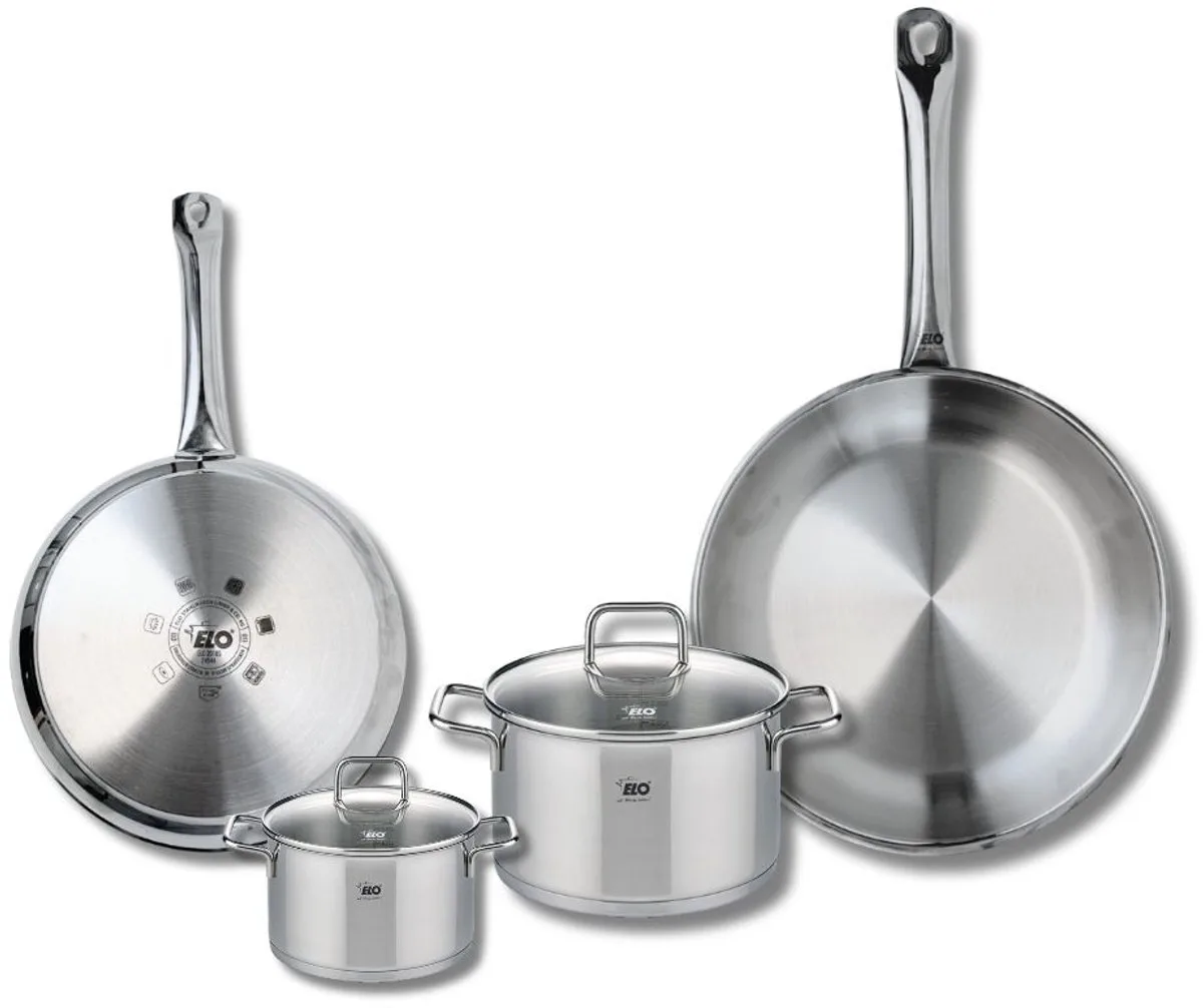 Set van 2 Bakpannen 24 en 28 cm en 2 Kookpotten 12 en 16 cm Elo Profi Citrin de Fackelmann en Gris – photo produit