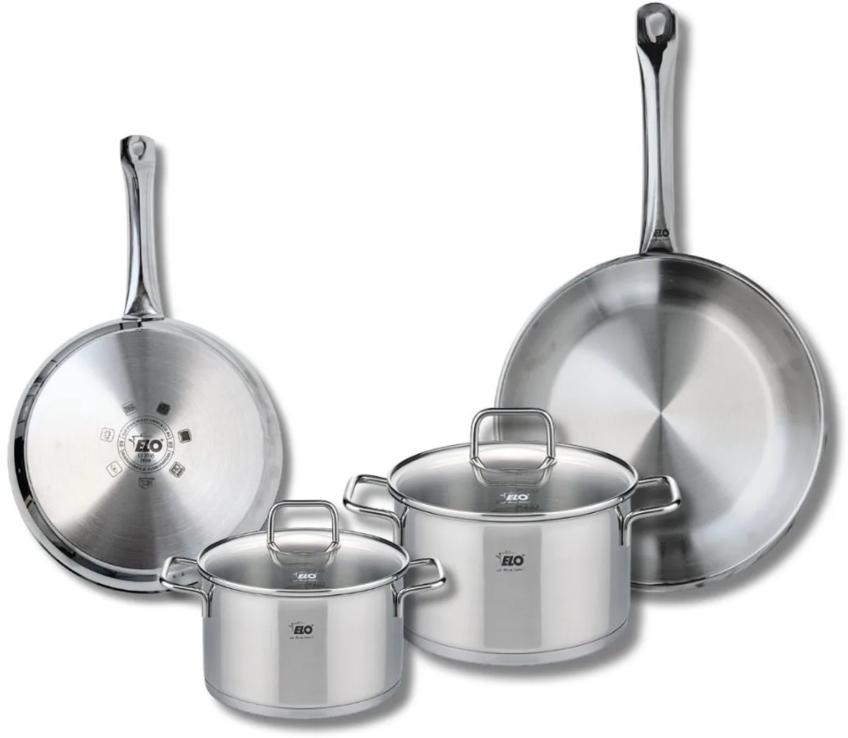Set van 2 Bakpannen 24 en 28 cm en 2 Kookpotten 16 en 20 cm Elo Profi Citrin van Fackelmann in Grijs – productfoto