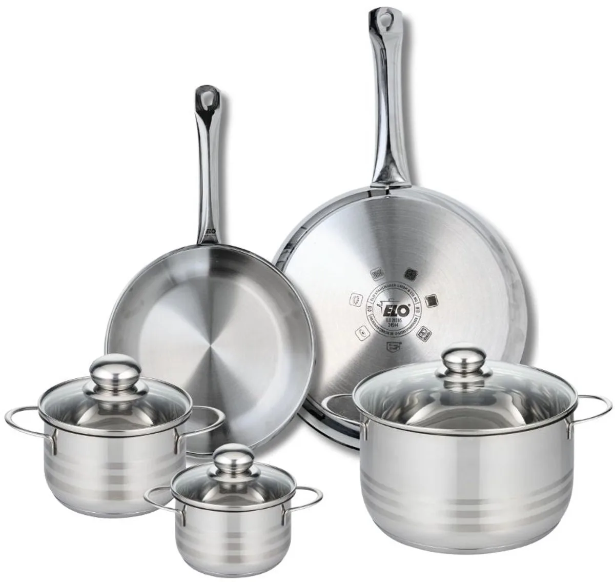 Set van 2 Bakpannen 24 en 28 cm en 3 Kookpotten 12, 14 en 20 cm Elo Profi Brillant de Fackelmann en Gris – photo produit