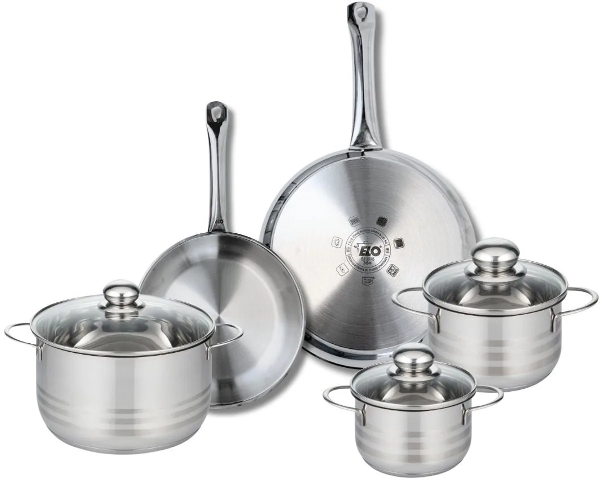 Set van 2 Bakpannen 24 en 28 cm en 3 Kookpotten 14, 16 en 20 cm Elo Profi Brillant van Fackelmann in Grijs – productfoto