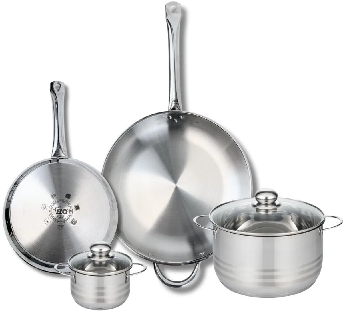 Set van 2 Bakpannen 24 en 32 cm en 2 Kookpotten 12 en 20 cm Elo Profi Brillant de Fackelmann en Gris – photo produit