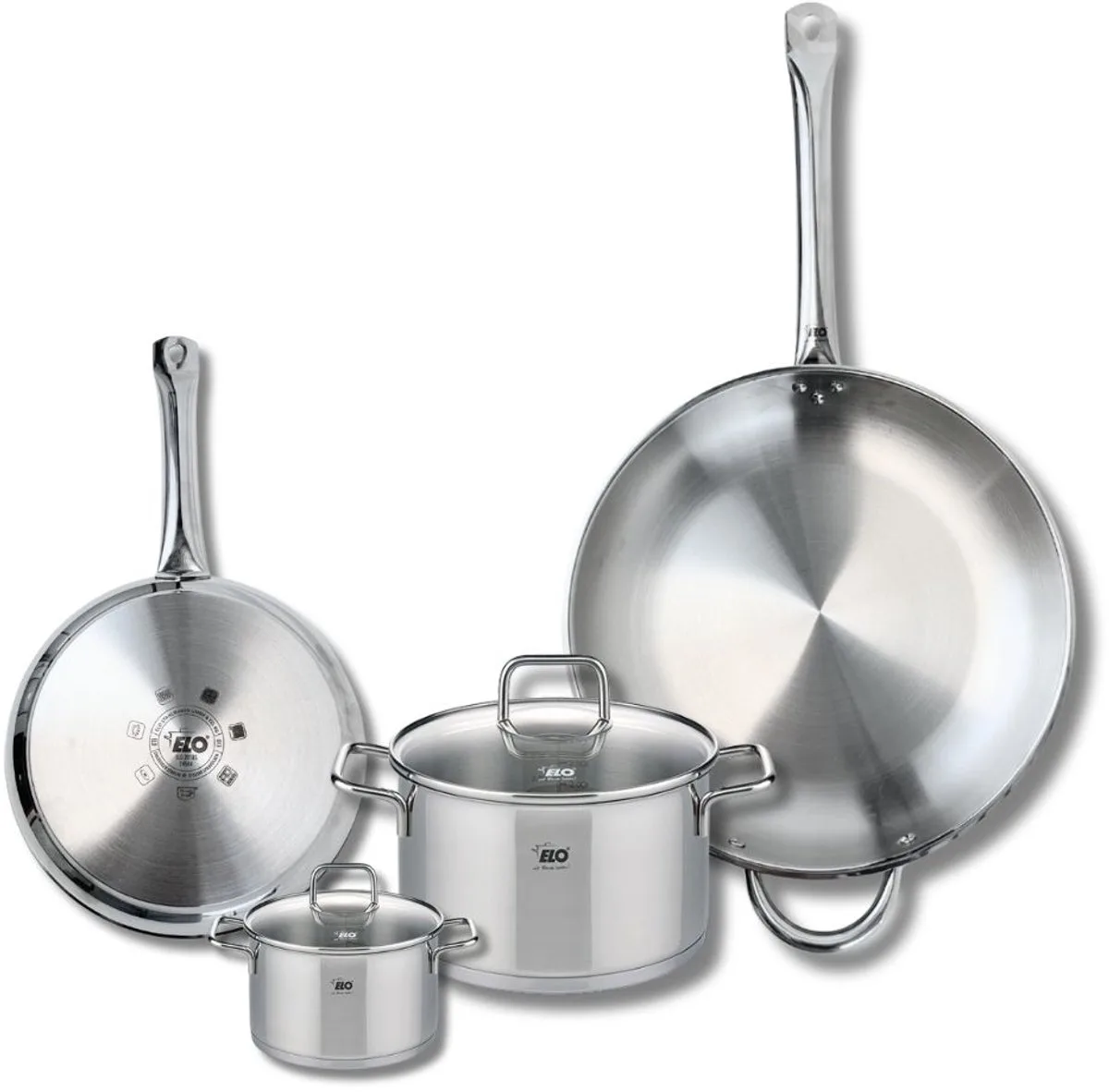 Set van 2 Bakpannen 24 en 32 cm en 2 Kookpotten 12 en 20 cm Elo Profi Citrin van Fackelmann in Grijs – productfoto