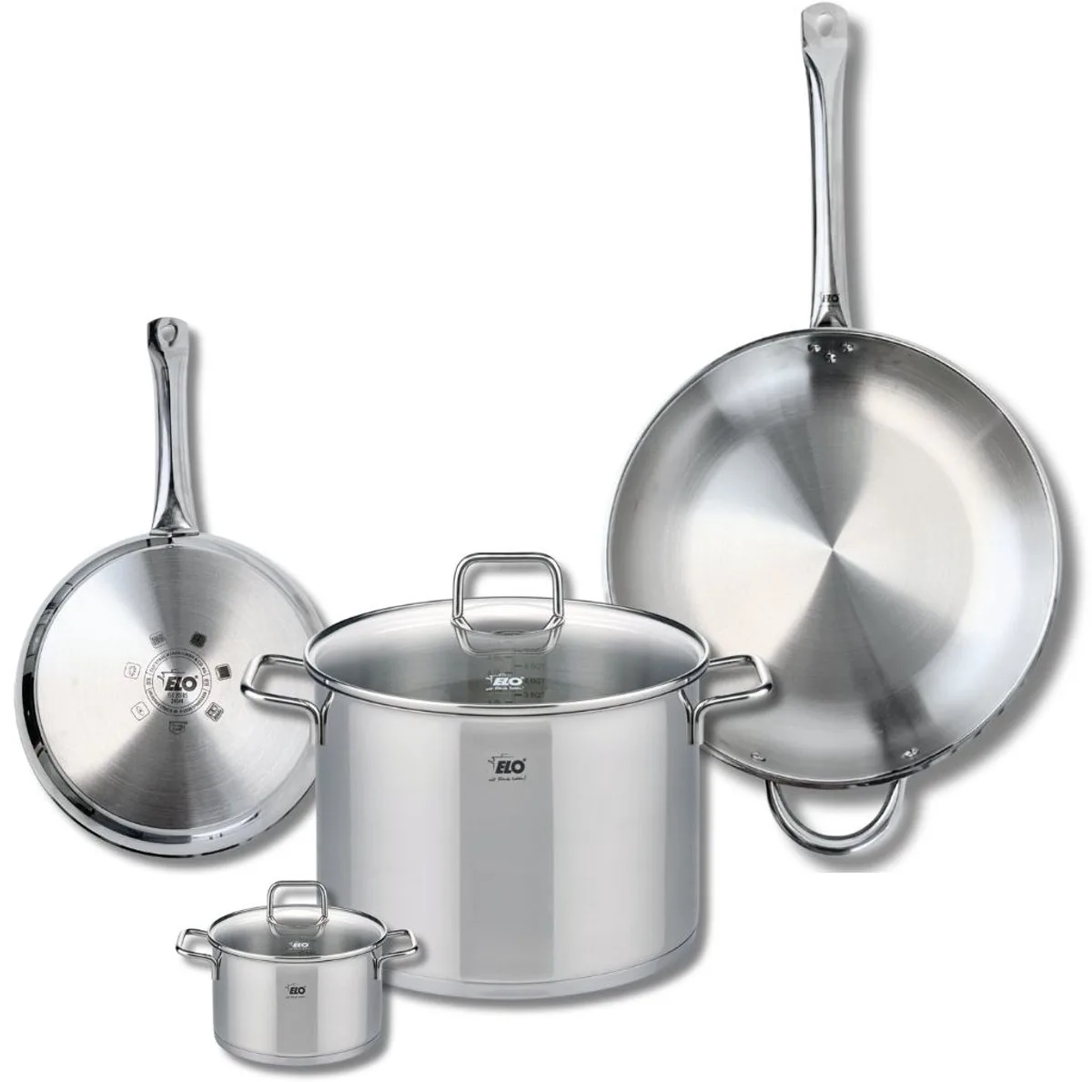 Set van 2 Bakpannen 24 en 32 cm en 2 Kookpotten 12 en 26 cm Elo Profi Citrin fra Fackelmann i Grå – produktbillede