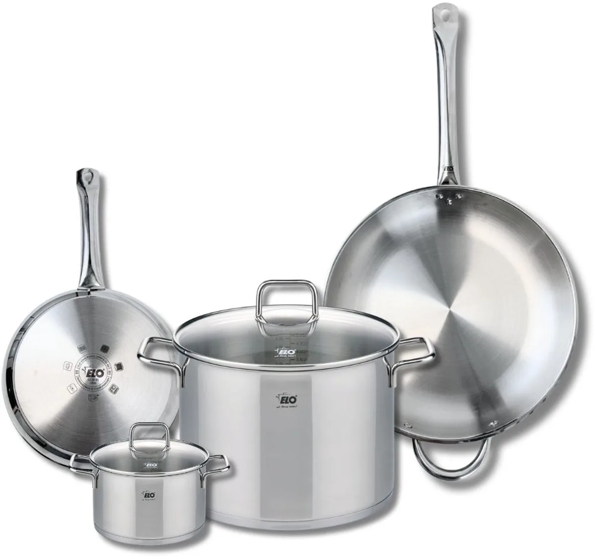 Set van 2 Bakpannen 24 en 32 cm en 2 Kookpotten 14 en 26 cm Elo Profi Citrin van Fackelmann in Grijs – productfoto