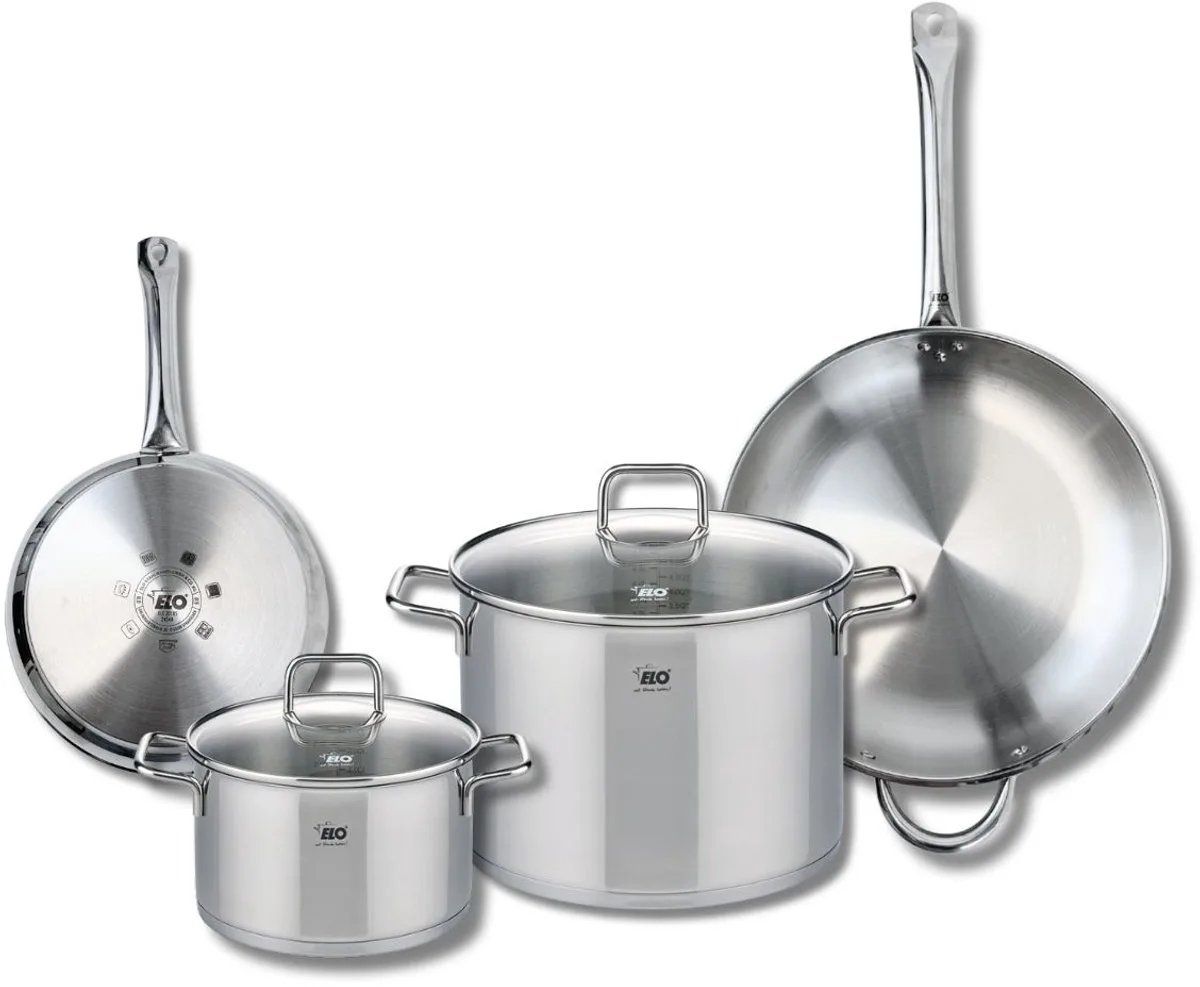 Set van 2 Bakpannen 24 en 32 cm en 2 Kookpotten 20 en 26 cm Elo Profi Citrin de Fackelmann en Gris – photo produit