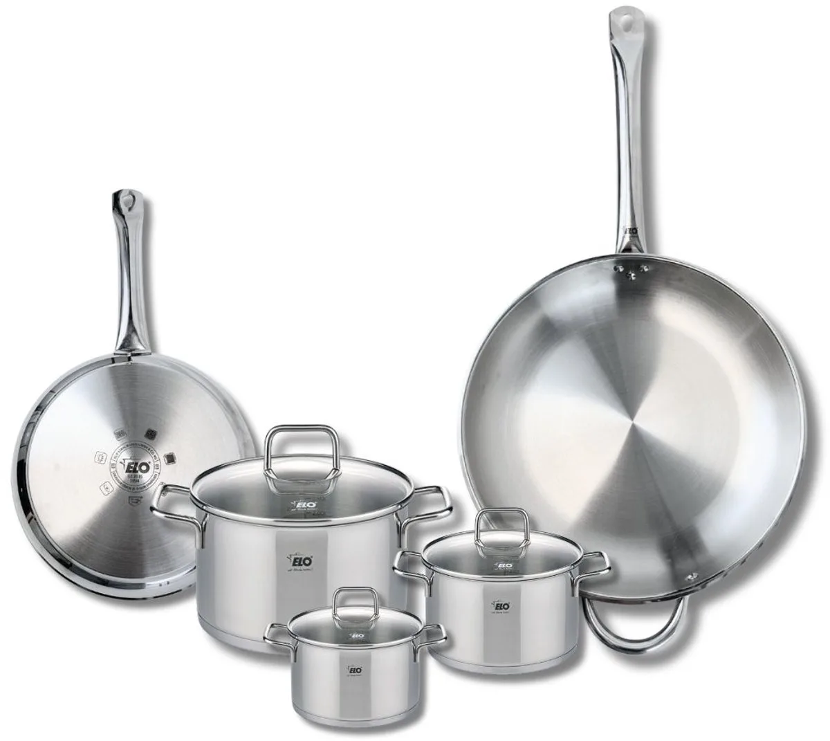 Set van 2 Bakpannen 24 en 32 cm en 3 Kookpotten 12, 14 en 20 cm Elo Profi Citrin de Fackelmann en Gris – photo produit