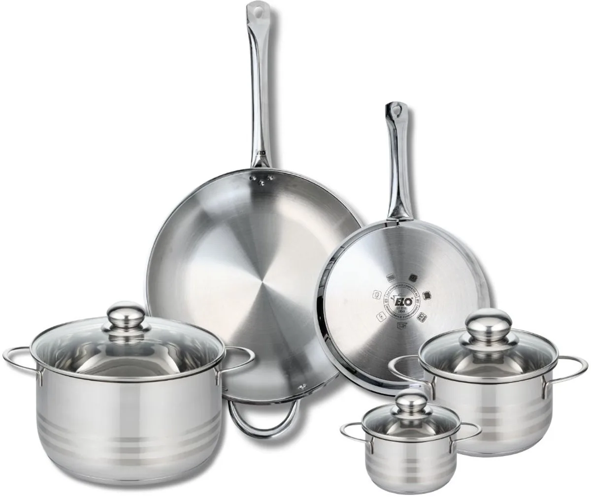 Set van 2 Bakpannen 24 en 32 cm en 3 Kookpotten 12, 16 en 24 cm Elo Profi Brillant de Fackelmann en Gris – photo produit