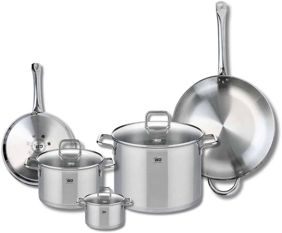 Set van 2 Bakpannen 24 en 32 cm en 3 Kookpotten 12, 20 en 26 cm Elo Profi Citrin de Fackelmann en Gris – photo produit