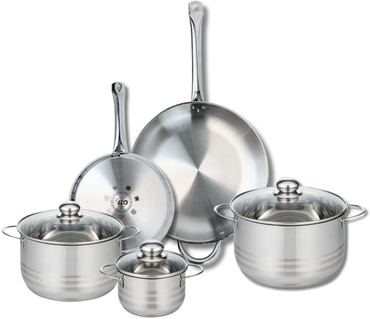 Set van 2 Bakpannen 24 en 32 cm en 3 Kookpotten 14, 20 en 24 cm Elo Profi Brillant från Fackelmann i Grå – produktbild