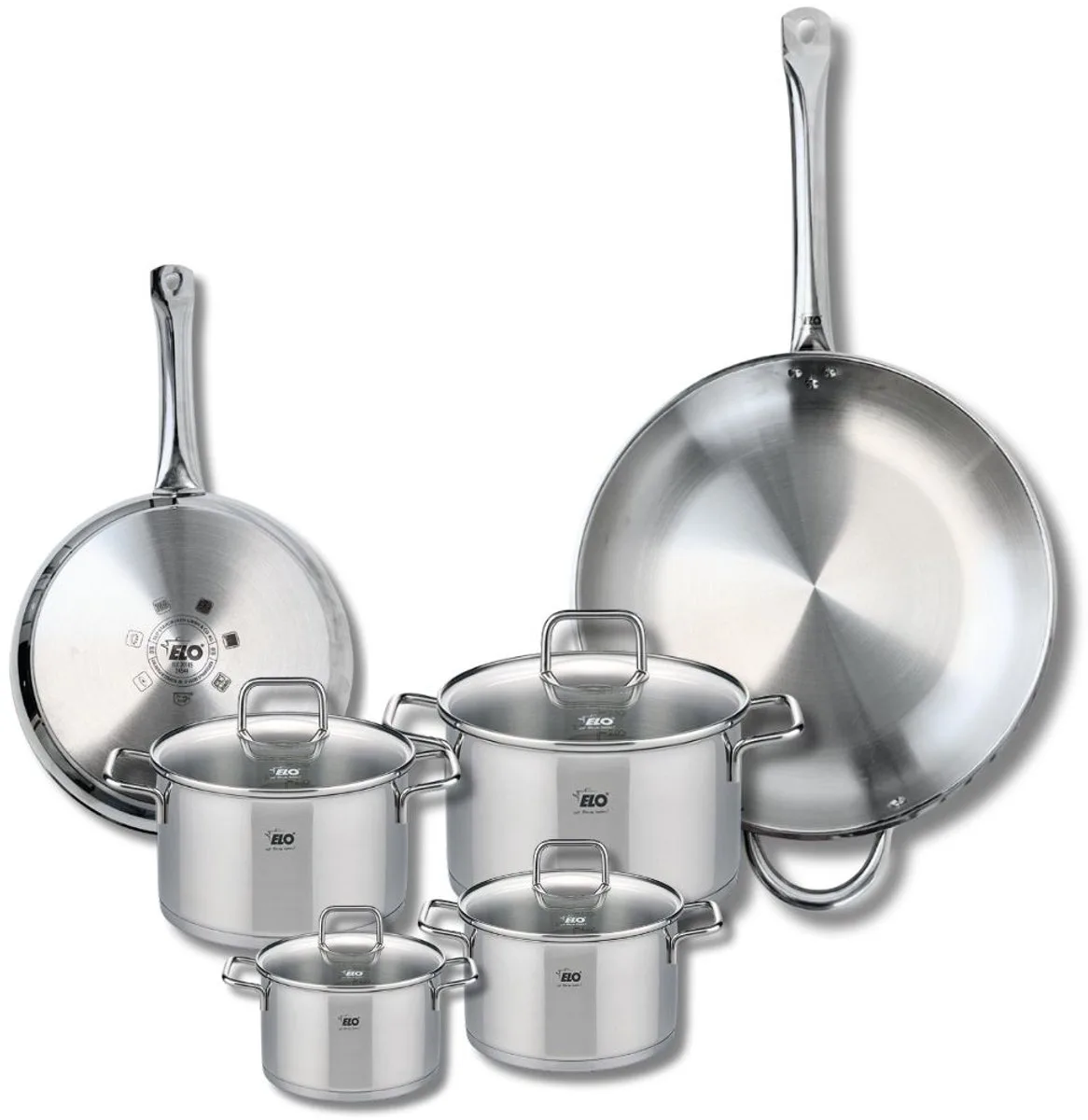Set van 2 Bakpannen 24 en 32 cm en 4 Kookpotten 12, 14, 16 en 20 cm Elo Profi Citrin by Fackelmann in Grey – product photo