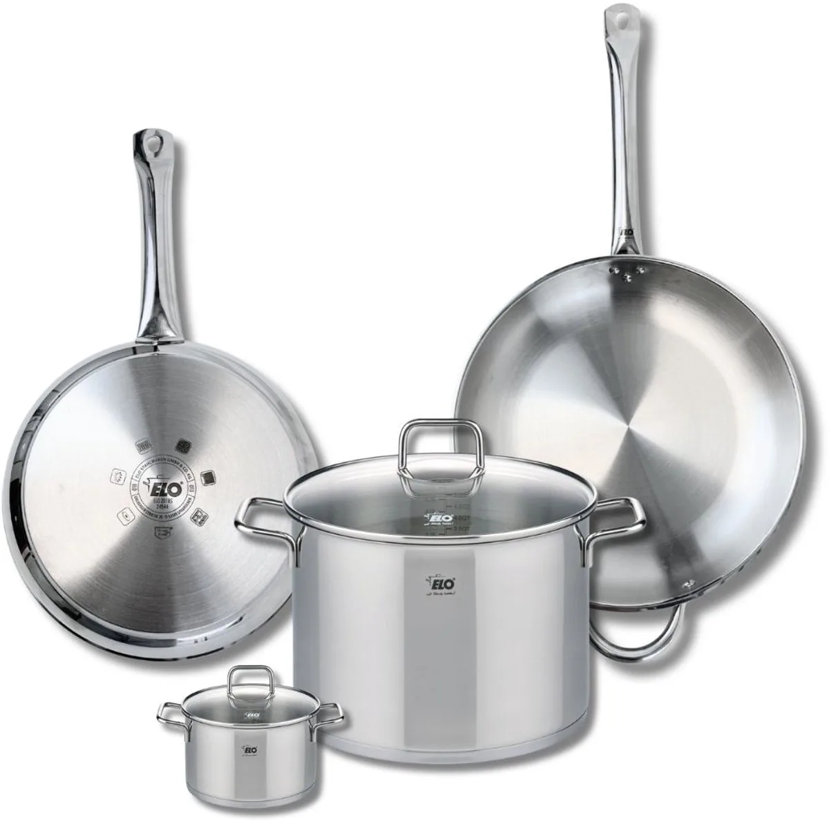 Set van 2 Bakpannen 28 en 32 cm en 2 Kookpotten 12 en 26 cm Elo Profi Citrin från Fackelmann i Roestvrij staal – produktbild